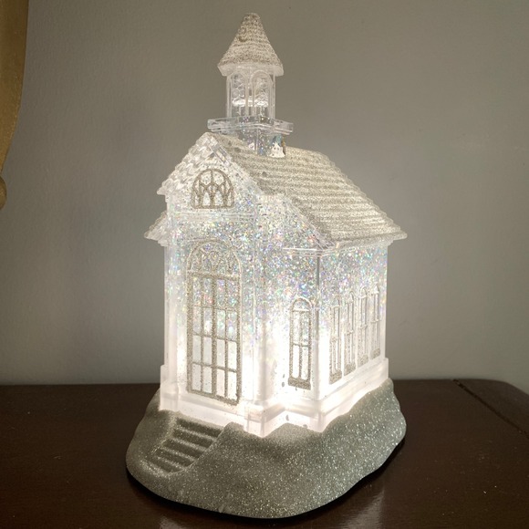 Cracker Barrel Acrylic Church Glitter Globe Light Christmas...